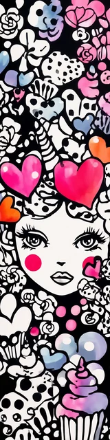 Free colorable bookmarks of a woman with cupcakes